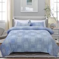 🛏️ bedspick flannel duvet cover set twin - blue, zipper closure, microfiber, all-season bedding logo