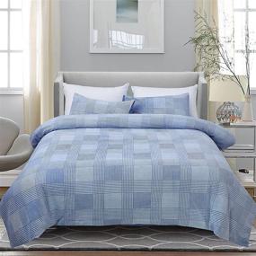img 4 attached to 🛏️ BedsPick Flannel Duvet Cover Set Twin - Blue, Zipper Closure, Microfiber, All-Season Bedding