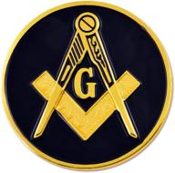 🔺 classy masonic auto emblem: square & compass in black & gold - 3'' diameter logo