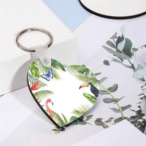 img 1 attached to 🔑 Premium Quality 10pcs DIY Sublimation Double-Sided Heat Transfer Heart-Shaped Keychain Blanks - White Blank MDF Key Rings for Heat Press