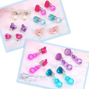 img 1 attached to 👑 Hicarer Pretend Play Princess Jewelry Dress Up Earrings - Enhance Your Child's Pretend Play Experience
