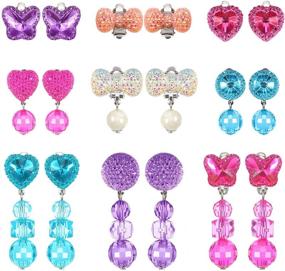 img 4 attached to 👑 Hicarer Pretend Play Princess Jewelry Dress Up Earrings - Enhance Your Child's Pretend Play Experience