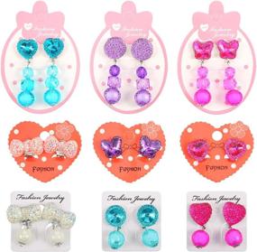 img 2 attached to 👑 Hicarer Pretend Play Princess Jewelry Dress Up Earrings - Enhance Your Child's Pretend Play Experience