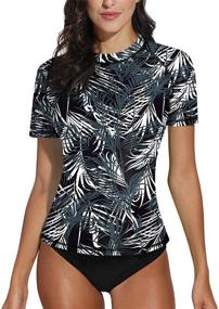 img 4 attached to 🌺 Tropical Summer Floral Sleeve Swimwear for Women - Swimsuits & Cover Ups