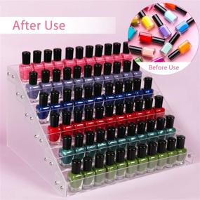 img 2 attached to 🧼 Umirokin 6 Tiers Acrylic Nail Polish Organizer Storage Case Display Rack - Holds 54-72 Bottles of Nail Polish, Ink, Essential Oil, and Cosmetic Dropper Bottles