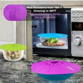 img 3 attached to Elegant Live Set of 5 Heat Resistant Microwave Covers - Silicone Lids for Bowls, Plates, Pots, Pans - StoveTop, Oven, Fridge, and Freezer Safe - Various Sizes