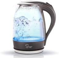 🍵 chef's star electric glass kettle - fast boiling tea kettle with swivel base, automatic shut off, and cordless hot water dispenser - electric water kettle, tea pot, and water heater - 57 oz логотип