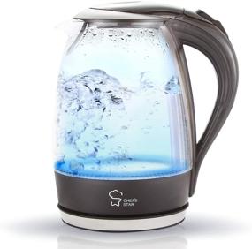 img 4 attached to 🍵 Chef's Star Electric Glass Kettle - Fast Boiling Tea Kettle with Swivel Base, Automatic Shut Off, and Cordless Hot Water Dispenser - Electric Water Kettle, Tea Pot, and Water Heater - 57 Oz