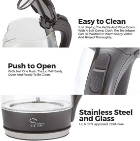 img 1 attached to 🍵 Chef's Star Electric Glass Kettle - Fast Boiling Tea Kettle with Swivel Base, Automatic Shut Off, and Cordless Hot Water Dispenser - Electric Water Kettle, Tea Pot, and Water Heater - 57 Oz