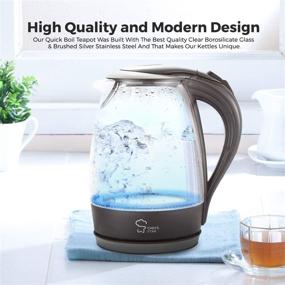 img 2 attached to 🍵 Chef's Star Electric Glass Kettle - Fast Boiling Tea Kettle with Swivel Base, Automatic Shut Off, and Cordless Hot Water Dispenser - Electric Water Kettle, Tea Pot, and Water Heater - 57 Oz