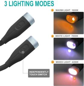 img 2 attached to 📚 QEBIDUM Neck Reading Light: Hands-Free, Rechargeable LED Book Light for Bed Reading with 3 Colors and 9 Brightness Levels (Grey)