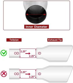 img 2 attached to 🚗 Upower 2.25-3" Stainless Steel Exhaust Tips: Universal Cars & Trucks - Double Wall Weld-On Tailpipe Tips