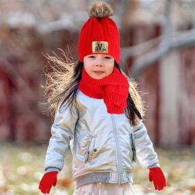 img 1 attached to 🧤 Cute and Cozy Kids Scarf Gloves Winter Beanie Set - Must-Have Girls' Accessories for Winter