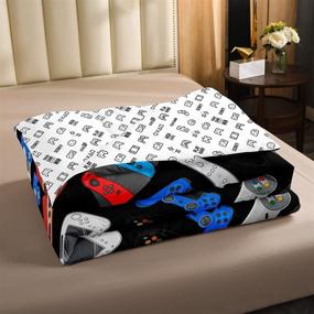 img 2 attached to 🎮 Erosebridal Teens Gamepad Bedding Set: Modern Gamer Comforter for Kids - Full Size, Video Game Design in Black and Blue