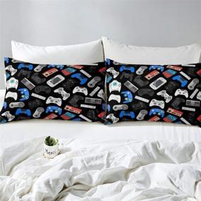 img 1 attached to 🎮 Erosebridal Teens Gamepad Bedding Set: Modern Gamer Comforter for Kids - Full Size, Video Game Design in Black and Blue