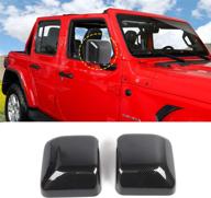 🚗 carbon fiber car rearview mirror cover shell trim decoration for jeep wrangler jl jlu 2018-2020 logo