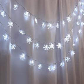 img 1 attached to 🎄 SUNYPLAY Snowflake String Lights: 49.2ft 100LED Christmas Fairy Lights for Garden, Patio & Party Decor - Waterproof, 8 Modes & White