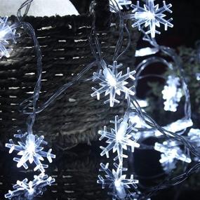 img 2 attached to 🎄 SUNYPLAY Snowflake String Lights: 49.2ft 100LED Christmas Fairy Lights for Garden, Patio & Party Decor - Waterproof, 8 Modes & White