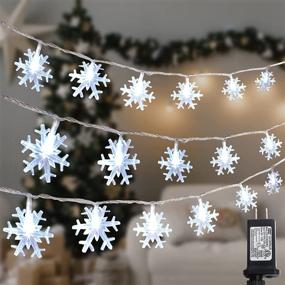 img 4 attached to 🎄 SUNYPLAY Snowflake String Lights: 49.2ft 100LED Christmas Fairy Lights for Garden, Patio & Party Decor - Waterproof, 8 Modes & White