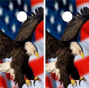 img 4 attached to 🦅 C210 American Flag Eagle Cornhole Wraps - Laminated Board Set with Vinyl Stickers - Vinyl Graphic Image for Bean Bag Game