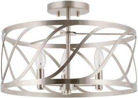 img 2 attached to 💡 Kira Home Isabelle 16" Semi-Flush Mount Ceiling Light: Modern Metal Drum Shade in Brushed Nickel Finish - 3-Light Design