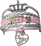 🎉 infinity collection sweet 16 charm bracelet - stylish pink jewelry for girls' sweet sixteen celebration logo