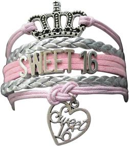 img 1 attached to 🎉 Infinity Collection Sweet 16 Charm Bracelet - Stylish Pink Jewelry for Girls' Sweet Sixteen Celebration