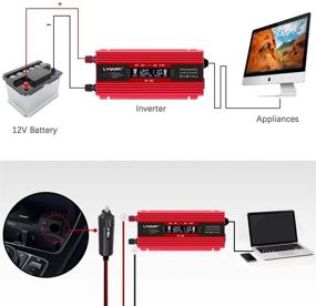 img 3 attached to 💡 Luxurious LVYUAN Power Inverter: 1000W/2000W Dual AC Outlets and USB Ports, DC to AC Converter for Cars – Digital LCD Display, Red-1000W