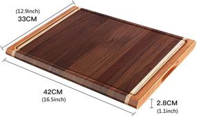 img 3 attached to 🪓 Walnut Wooden Cutting Board by FINDKING - Large Thick Chopping Board with Deep Juice Groove for Kitchen 16.5 x 13 x 1.1