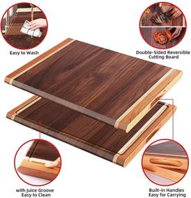 img 1 attached to 🪓 Walnut Wooden Cutting Board by FINDKING - Large Thick Chopping Board with Deep Juice Groove for Kitchen 16.5 x 13 x 1.1