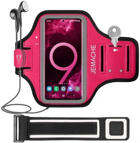 img 4 attached to Water Resistant Galaxy Note 10+/9/8 Armband for Gym and Running - JEMACHE Arm Band Case with Key Holder (Rose)