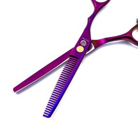 img 1 attached to Professional 6.0 inch Purple Hair Cutting Scissors Set with Razor, Texturizing Shears, Leather Case - Ideal for Hairdressers and Home Use