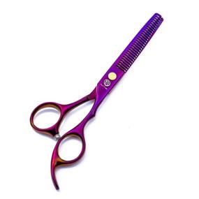 img 2 attached to Professional 6.0 inch Purple Hair Cutting Scissors Set with Razor, Texturizing Shears, Leather Case - Ideal for Hairdressers and Home Use