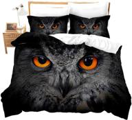 🦉 feelyou boys youth owl bedding set: 3d safari wildlife comforter cover for kids & teens queen size - personalized nighthawk quilt cover - bird animal bedspread & decor bed cover logo