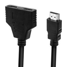 img 2 attached to HDMI Splitter Adapter Cable: 1-in-2-Out HDMI Male to Dual HDMI Female - Supports Two Same TVs Simultaneously!
