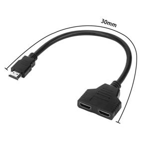 img 1 attached to HDMI Splitter Adapter Cable: 1-in-2-Out HDMI Male to Dual HDMI Female - Supports Two Same TVs Simultaneously!