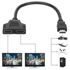 img 4 attached to HDMI Splitter Adapter Cable: 1-in-2-Out HDMI Male to Dual HDMI Female - Supports Two Same TVs Simultaneously!