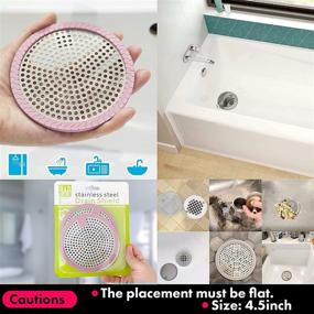 img 3 attached to 💧 High-Quality Shower Drain Hair Catcher/Bathtub Drain Cover/Drain Protector/Stainless Steel+Silicone/for Bathroom & Kitchen Use (2 Pack/4.5 inch/Pink x 2)