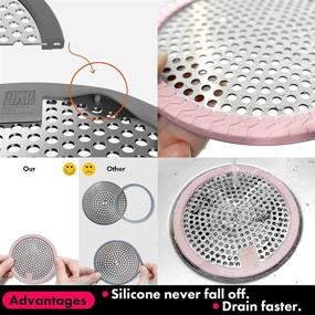 img 2 attached to 💧 High-Quality Shower Drain Hair Catcher/Bathtub Drain Cover/Drain Protector/Stainless Steel+Silicone/for Bathroom & Kitchen Use (2 Pack/4.5 inch/Pink x 2)