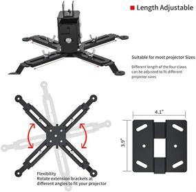 img 2 attached to Усовершенствованный универсальный кронштейн для проектора: потолочный или настенный кронштейн с выдвижной рукой и регулируемым углом в 15° | Подходит для различных размеров проекторов | Идеально подходит для дома или офиса | 4 в 1 обновление (черный)