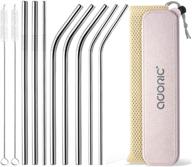 🌱 portable and eco-friendly stainless steel reusable straws with case - 8 set, including 2 straw cleaners logo