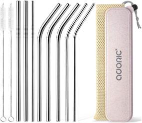 img 4 attached to 🌱 Portable and Eco-Friendly Stainless Steel Reusable Straws with Case - 8 Set, Including 2 Straw Cleaners