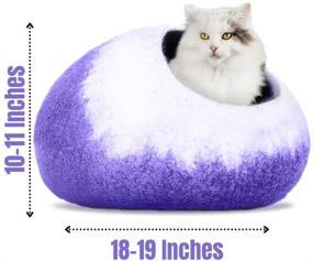 img 3 attached to 🐱 Large Wool Felt Cat Cave Bed - Eco-Friendly, Indoor Kittens House - 100% Natural Merino Wool - Cozy and Warm Pet Tent Bed for Hideaway - Machine Washable - Violet Petals