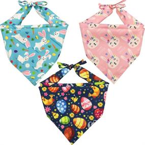 img 4 attached to 🐶 Lamphyface Easter Dog Bandana Triangle Bib Scarf Accessories Pack of 3