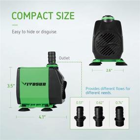 img 2 attached to 💧 VIVOSUN 800GPH Submersible Pump - Ultra Quiet Water Pump with 10ft High Lift, 24W Power, 6.5ft Cord, 3 Nozzles - Ideal for Fish Tank, Pond, Aquarium, Statuary, Hydroponics - 3000L/H Pumping Capacity