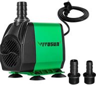 💧 vivosun 800gph submersible pump - ultra quiet water pump with 10ft high lift, 24w power, 6.5ft cord, 3 nozzles - ideal for fish tank, pond, aquarium, statuary, hydroponics - 3000l/h pumping capacity logo