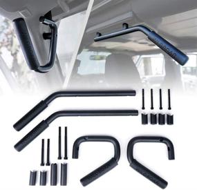 img 4 attached to 🚙 Xprite Black Aluminum Front & Rear Steel Grab Bar Handle Kit for 2007-2018 Jeep Wrangler JK: Reliable Off-Road Accessories