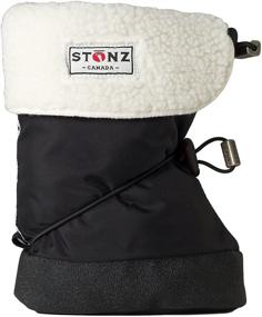 img 3 attached to Stonz Winter Baby Booties - Slip-On Cold Weather Boots for Baby/Infant/Toddler Girls & Boys - All Season Stay On Snow Shoes - Wind Resistant & Comfortable - Vegan Friendly - Fits 0-3 Years