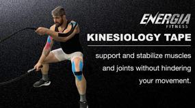 img 1 attached to 💪 Energia Fitness Kinesiology Tape: 10 Inch Precut Hypoallergenic Elastic, Waterproof Breathable Medical Cotton Athletic Sports Tape for Pain Relief - Blue (20 Strips)