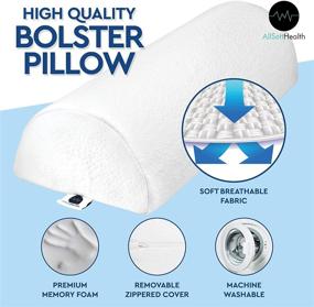 img 3 attached to 🌙 Set of 2 XXL Half Moon Bolster Pillows - Leg, Back, and Head Support, Semi Roll for Ankle and Foot Comfort with White Cotton Machine Washable Cover - Premium Memory Foam - 2 Pillow System 22.1" x 8.7" x 5.1